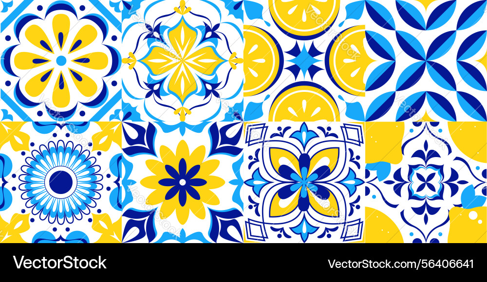 Amalfi pattern - mosaic design with lemon Amalfi pattern - mosaic design with lemon vector image