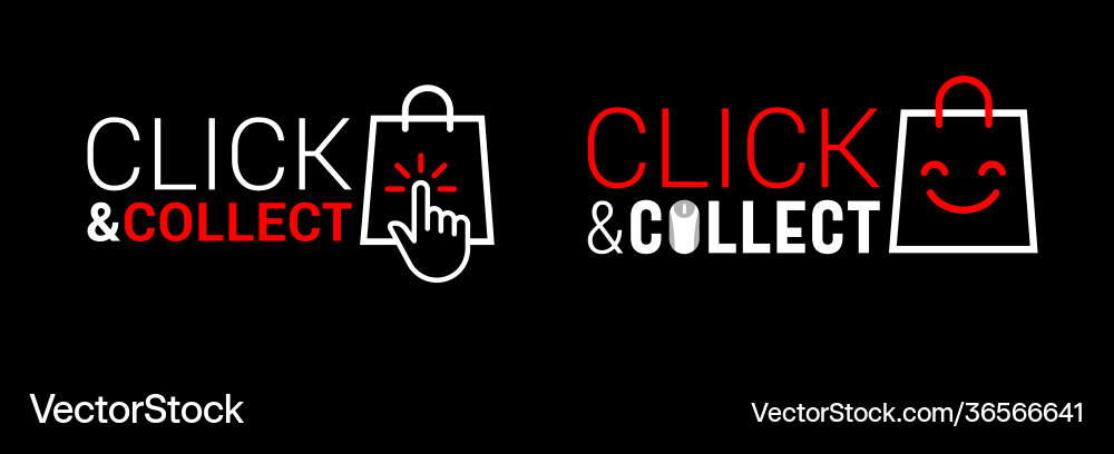 Click and collect on a black background Vector Image