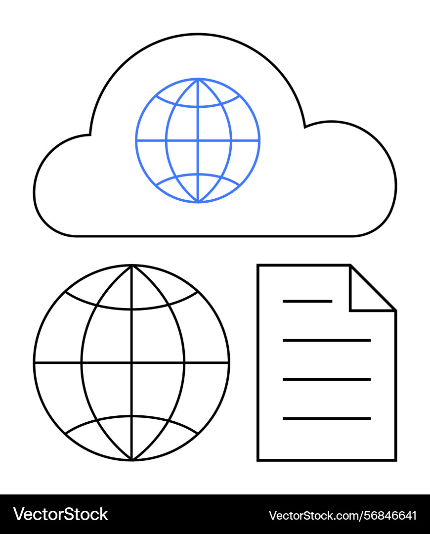 Cloud storage with global access and document Vector Image