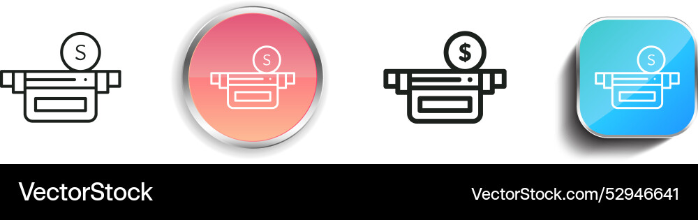 Coin purse icon thin linear regular and button vector image