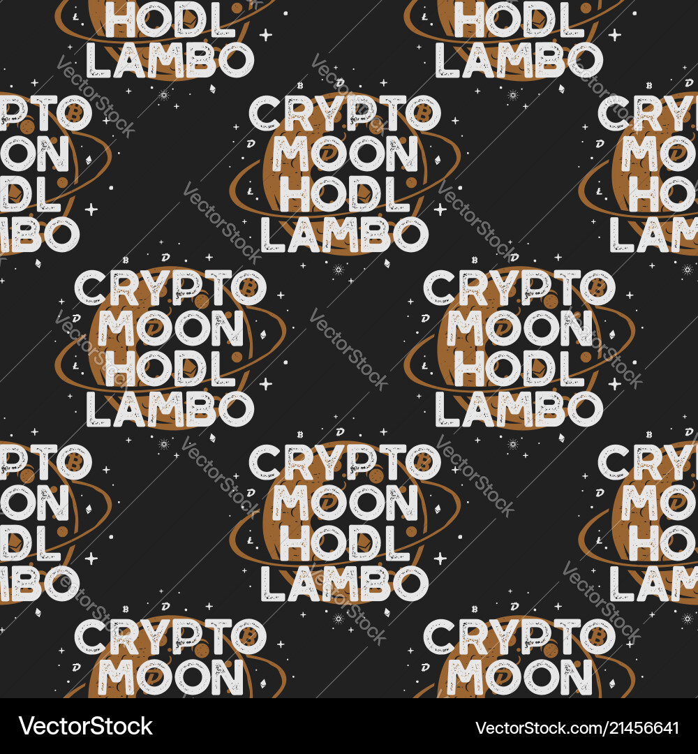 Crypto Moon & Hodl Pattern Vector Image
