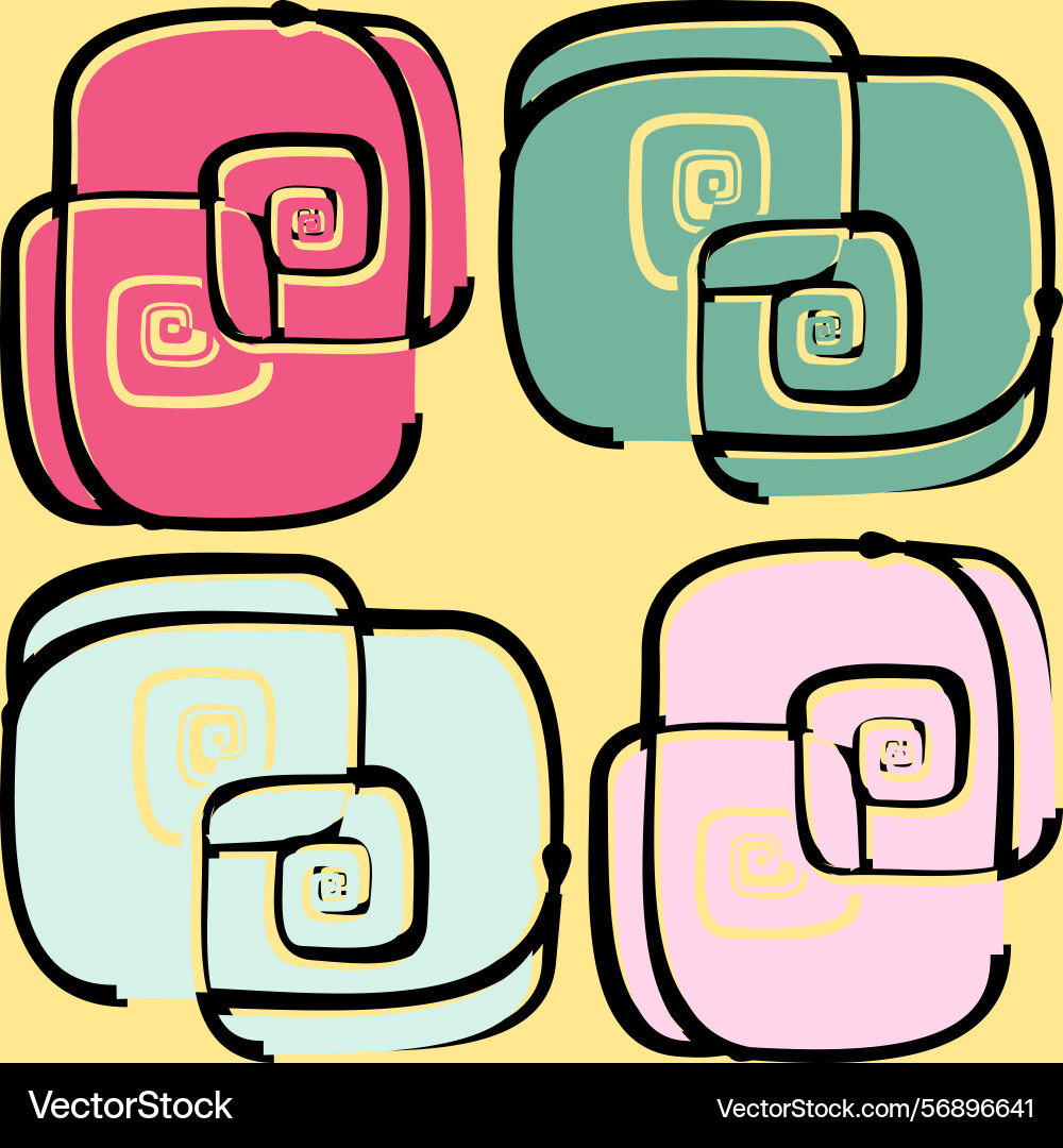 Retro geometric swirl pattern colorful abstract Vector Image