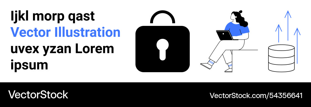 Secure data handling with woman working on laptop Vector Image