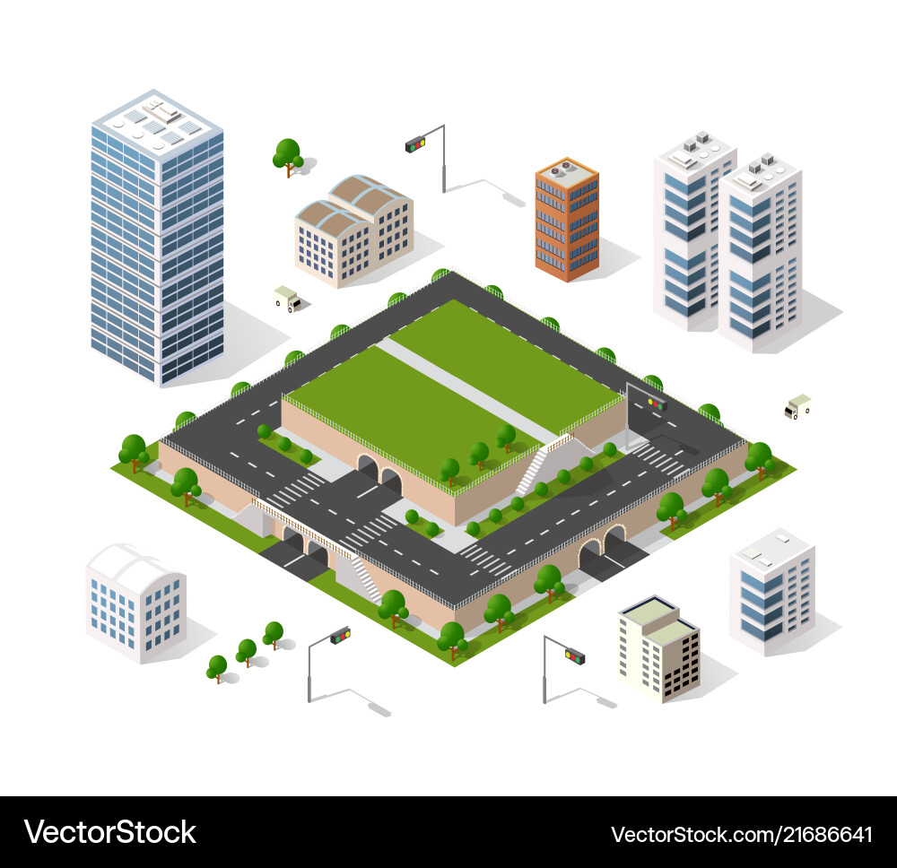 Set of isometric objects Set of isometric objects vector image