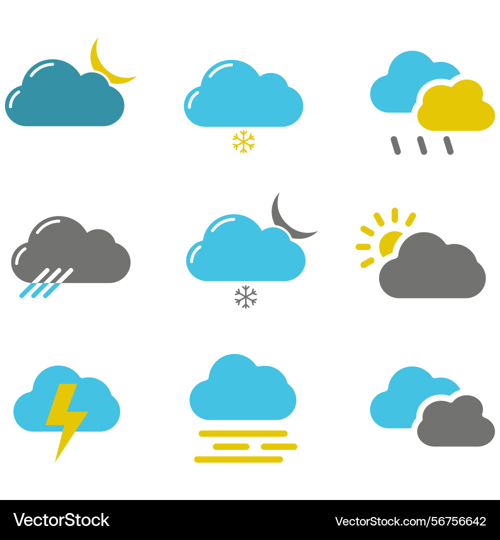 Clouds icons set of in different form Clouds icons set of in different form Vector Image