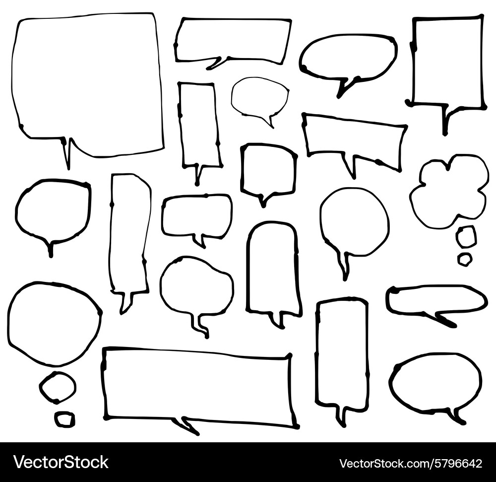Cute Speech Bubble Doodle Set Vector Image