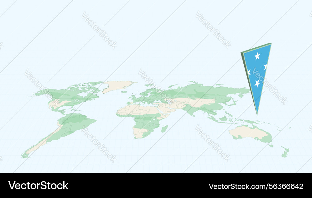 Highlighted micronesia on global map with 3d flag vector image