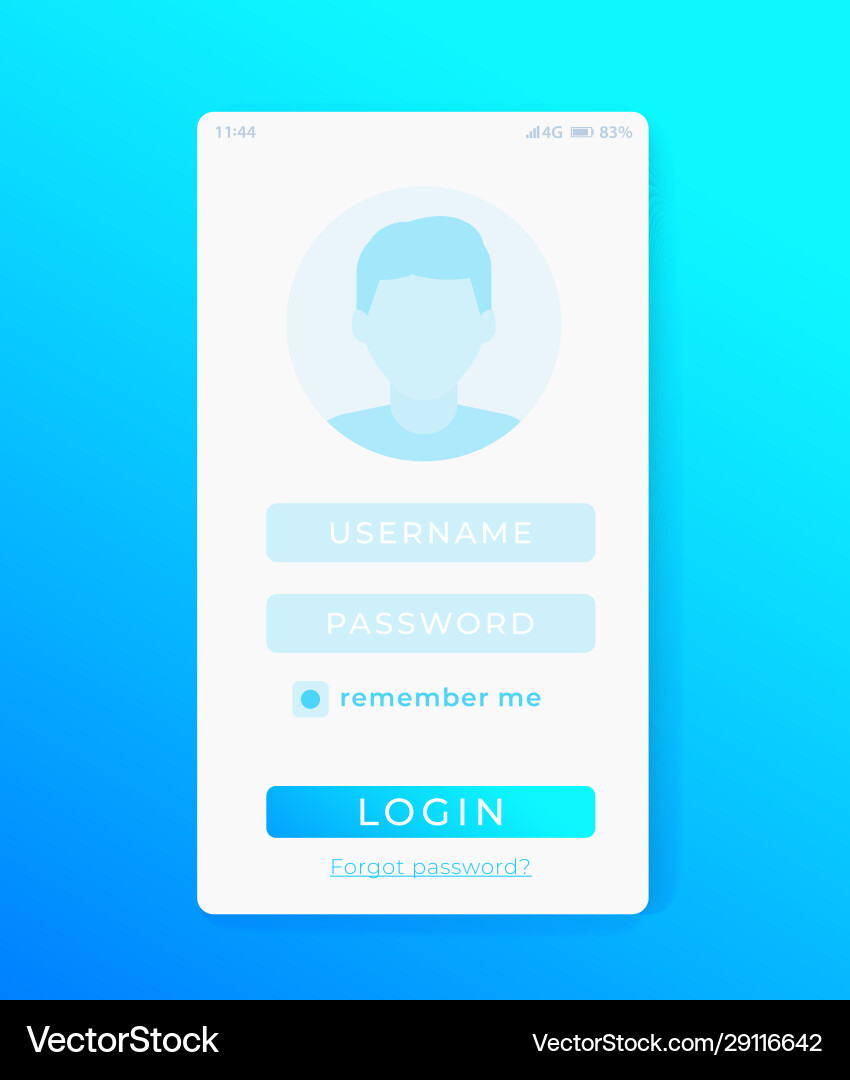 User login page mobile app ui template vector image