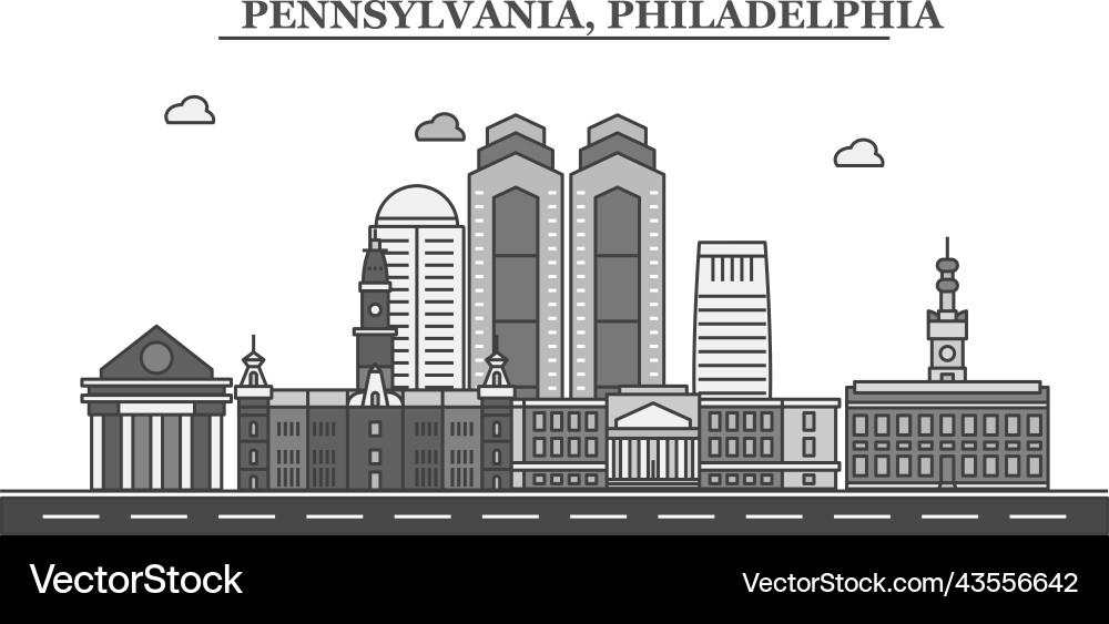 Vereinigte Staaten philadelphia Stadt Skyline isoliert Vereinigte Staaten philadelphia Stadt Skyline isoliert vektorbild