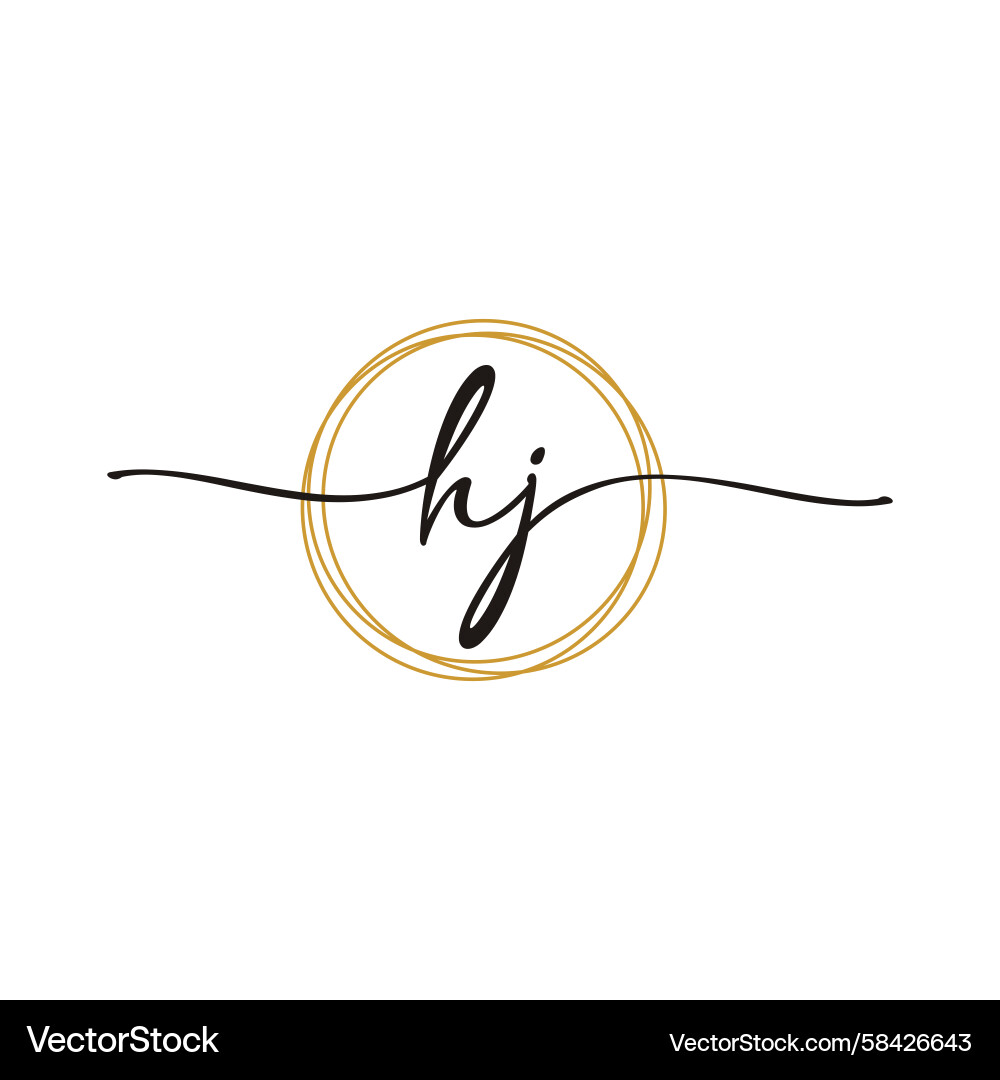 Elegant Initial Script Logo - H & J Vector Image