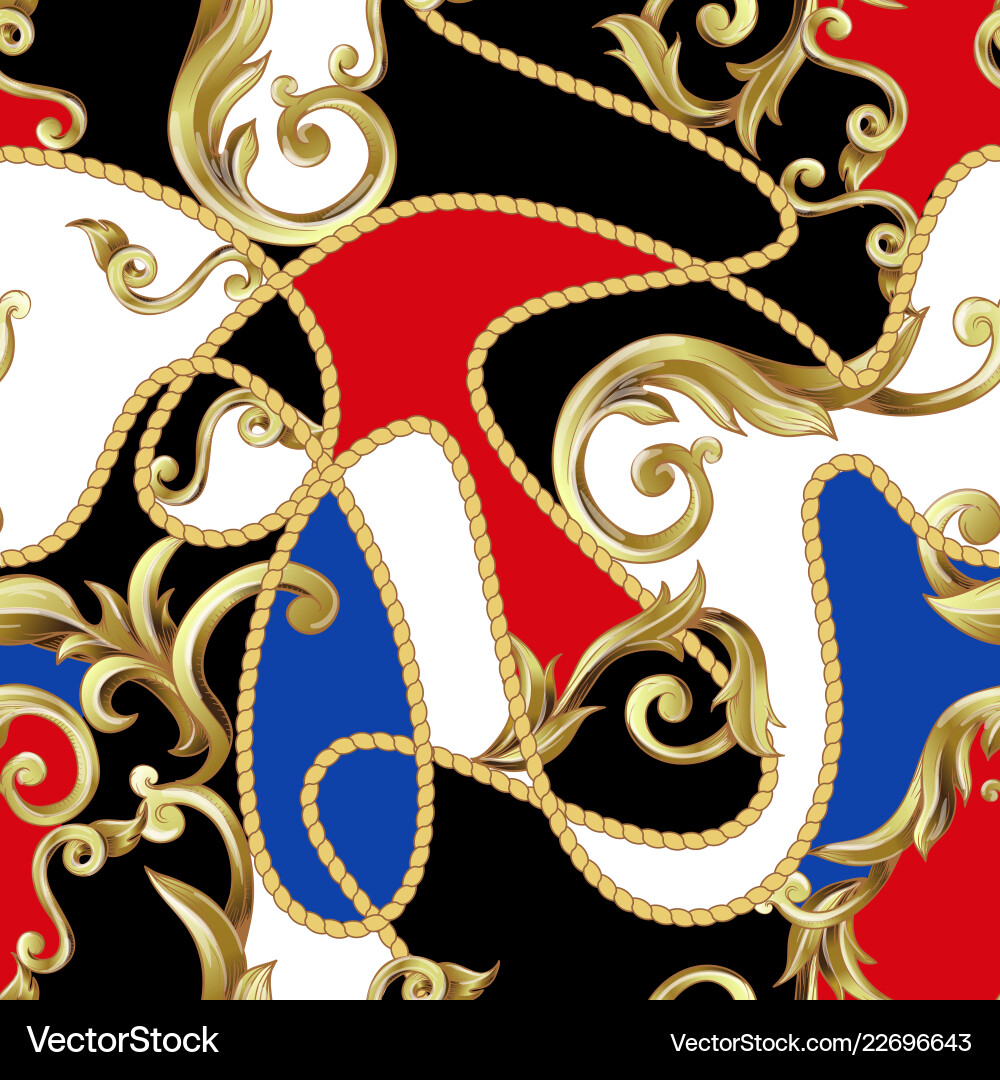 Golden Baroque Seamless Pattern Vector Image