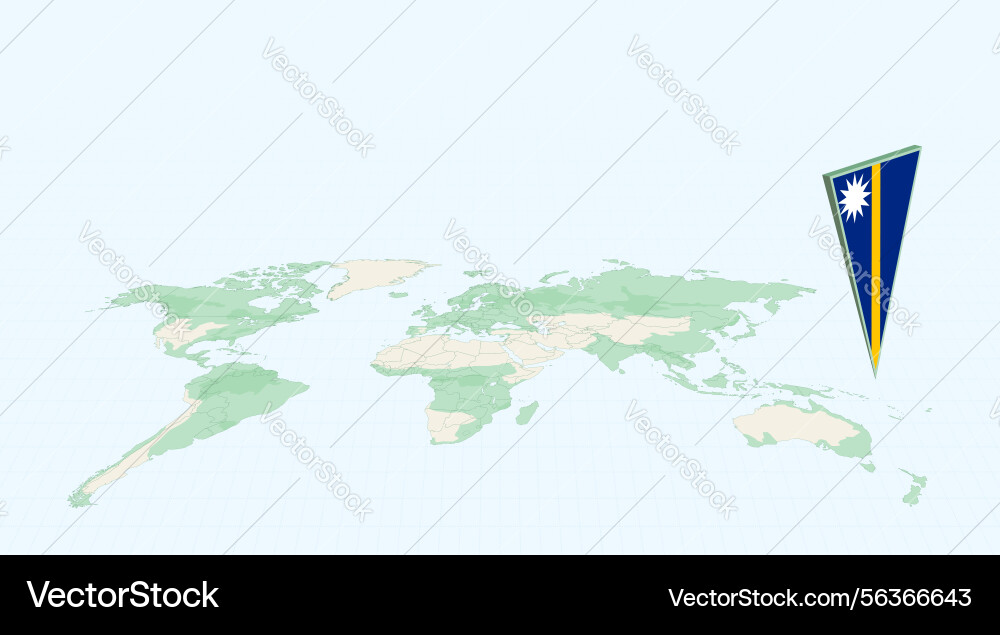 Highlighted nauru on global map with 3d flag Highlighted nauru on global map with 3d flag vector image