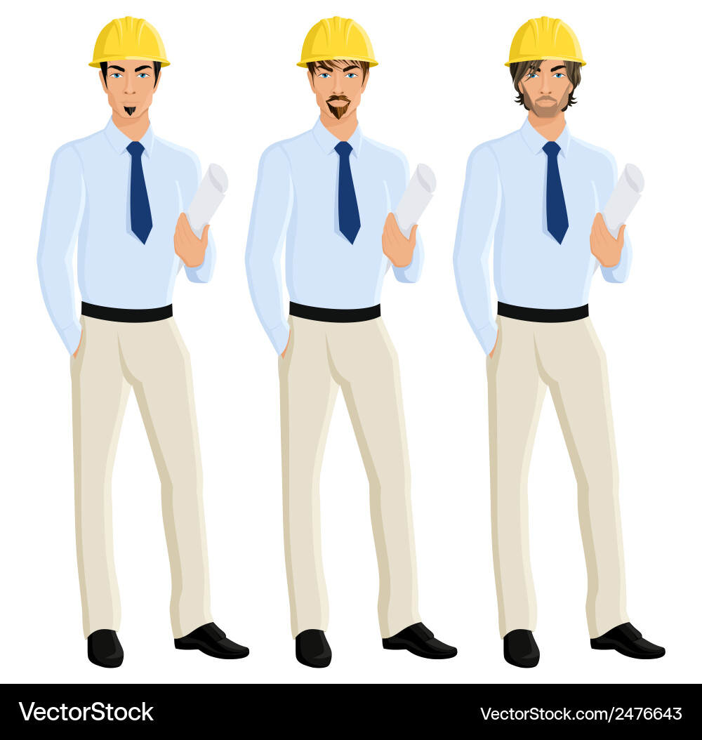 Man engineer portrait set vector image