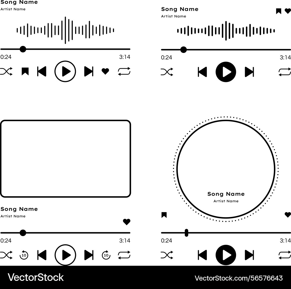Music player interface audio control buttons Music player interface audio control buttons vector image