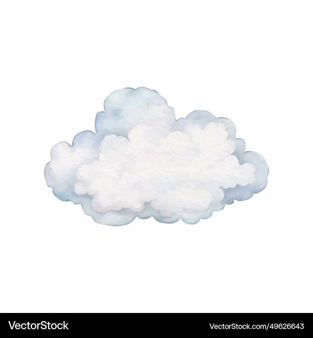 Watercolor cute cloud Royalty Free Vector Image