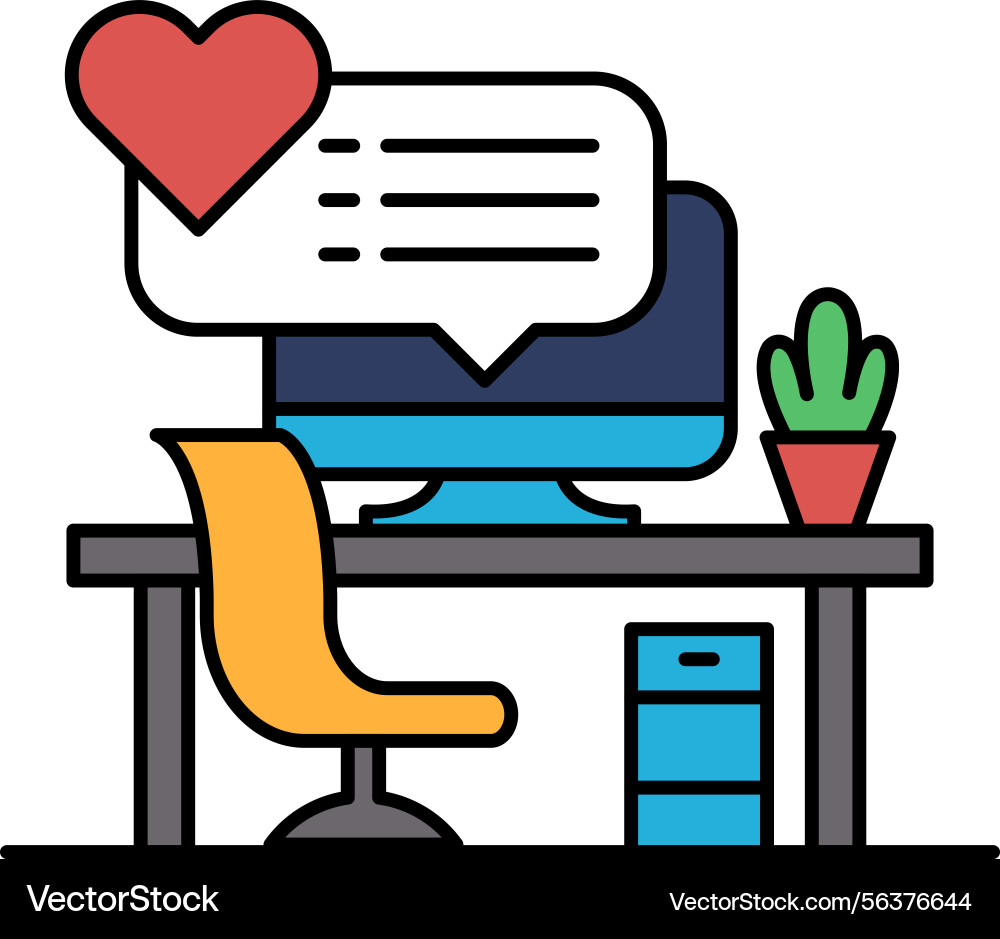 A computer desk with monitor keyboard and mouse A computer desk with monitor keyboard and mouse vector image