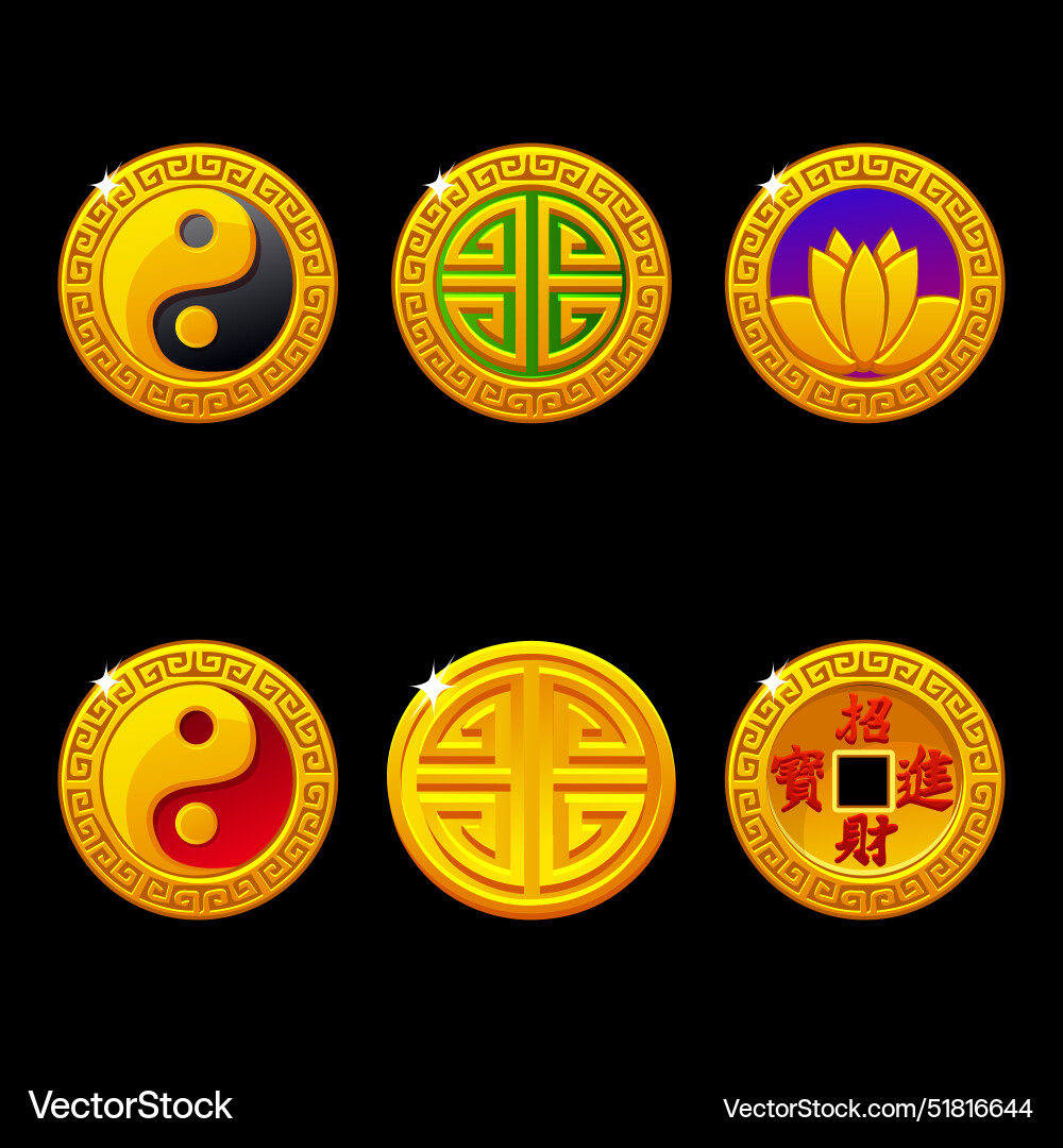 Blessing chinese coins represent good luck – Royalty-Free Vector |  VectorStock, image size:1000x1080