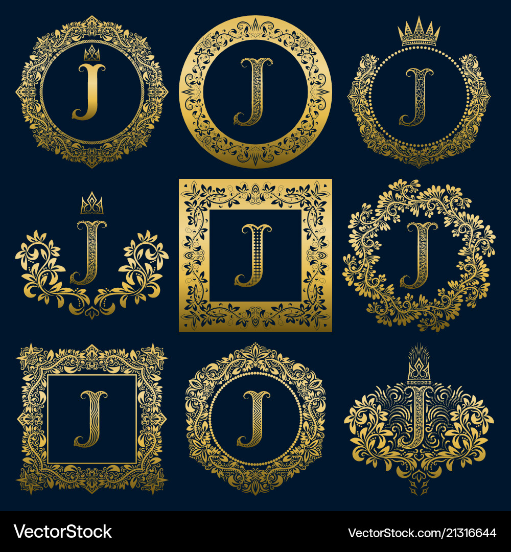 Elegant Vintage J Monogram Set vector image