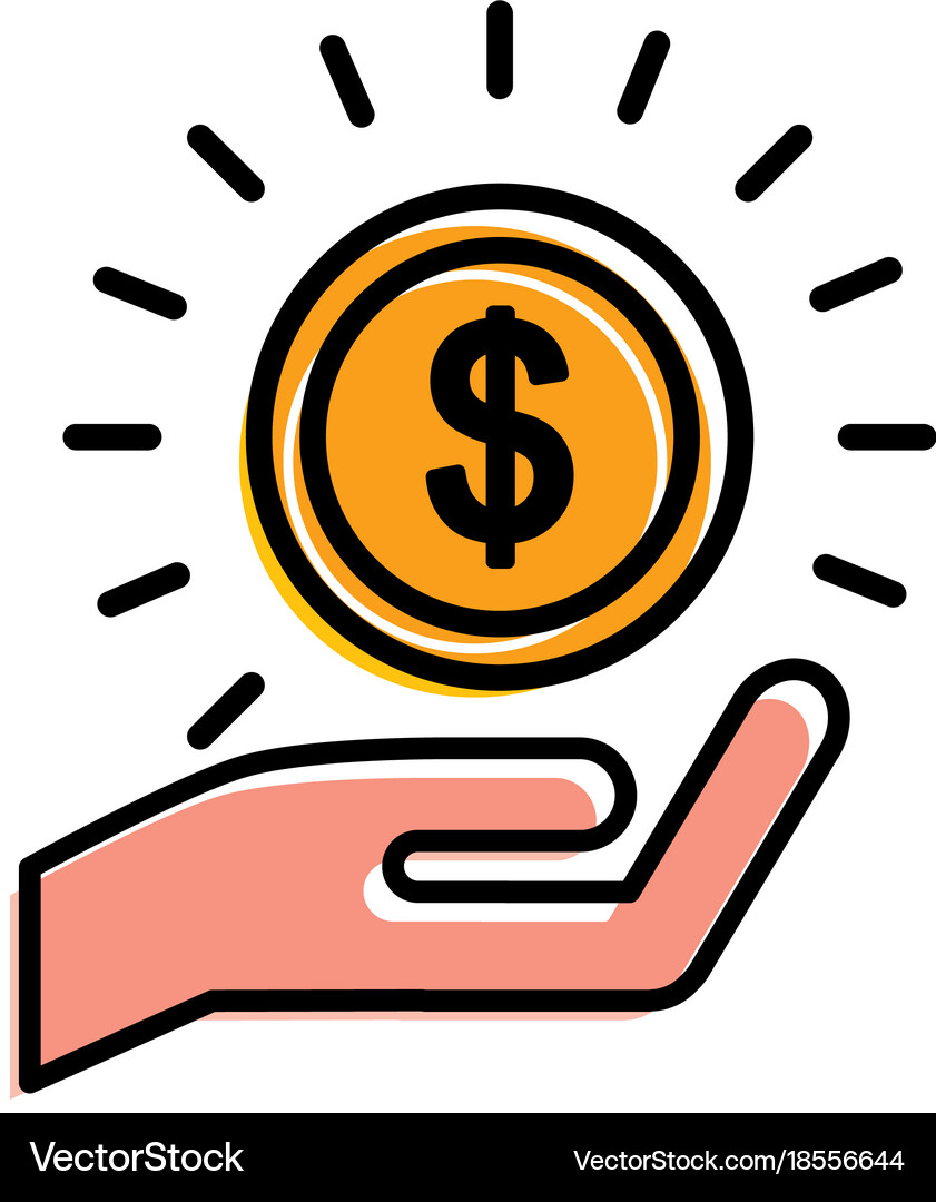 Hand holding coin in meaning income – Royalty-Free Vector | VectorStock