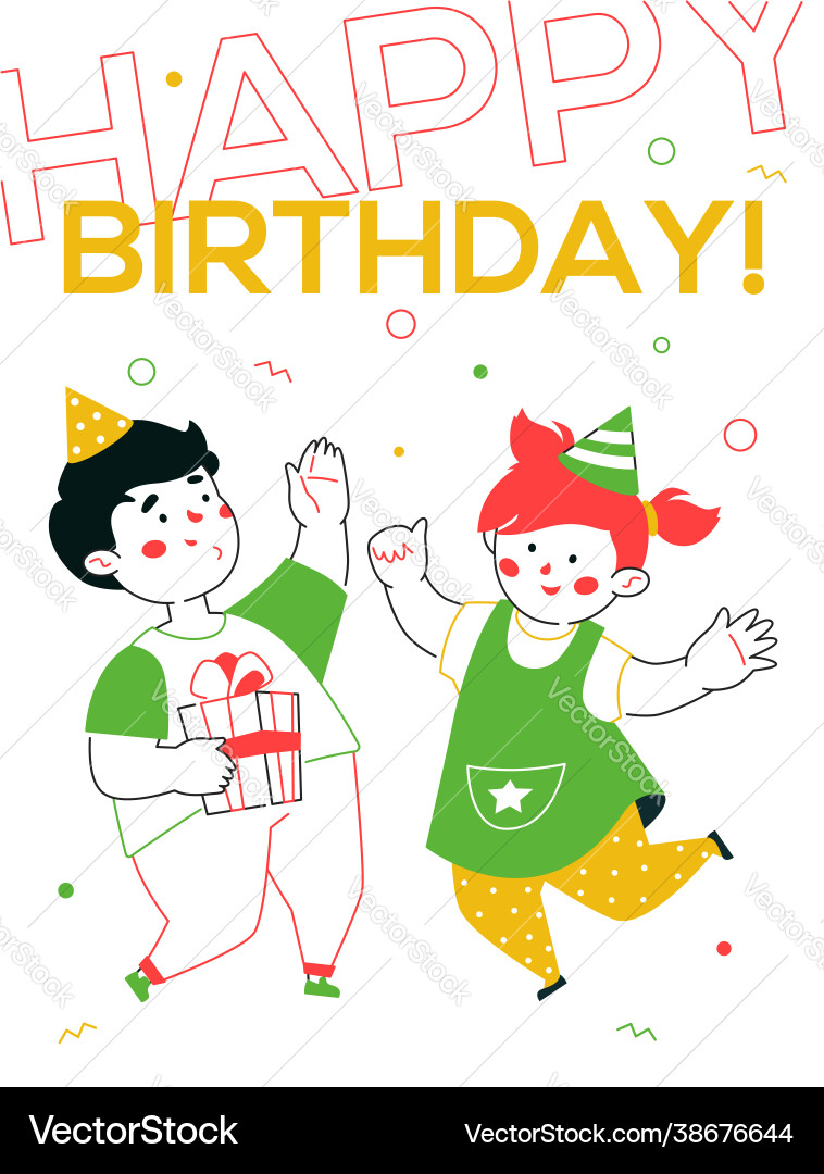 Happy birthday - colorful line design style banner Happy birthday - colorful line design style banner vector image
