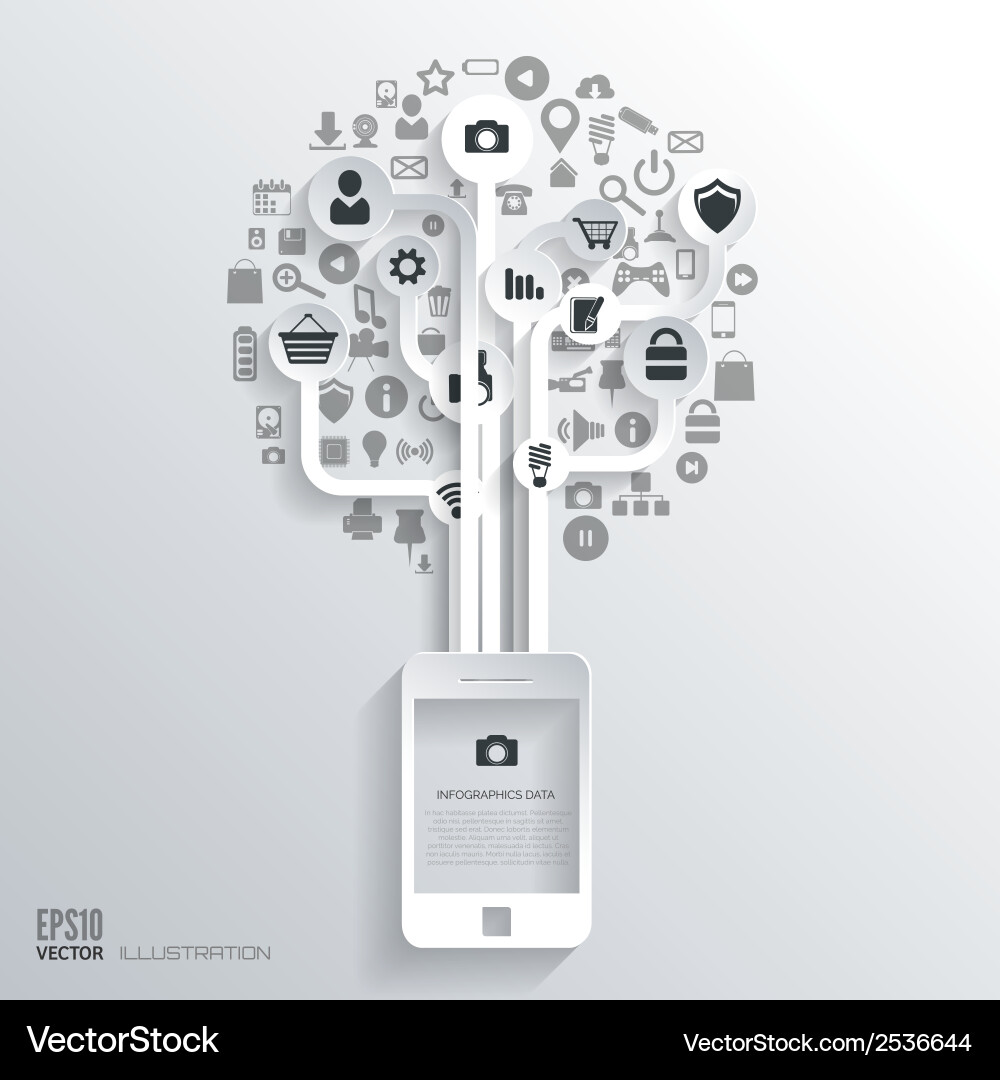 Icon tree flat abstract background with web icons Vector Image
