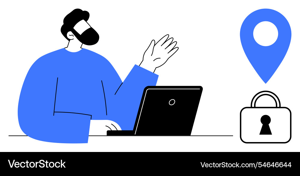 Secure online communication with location tracking Vector Image