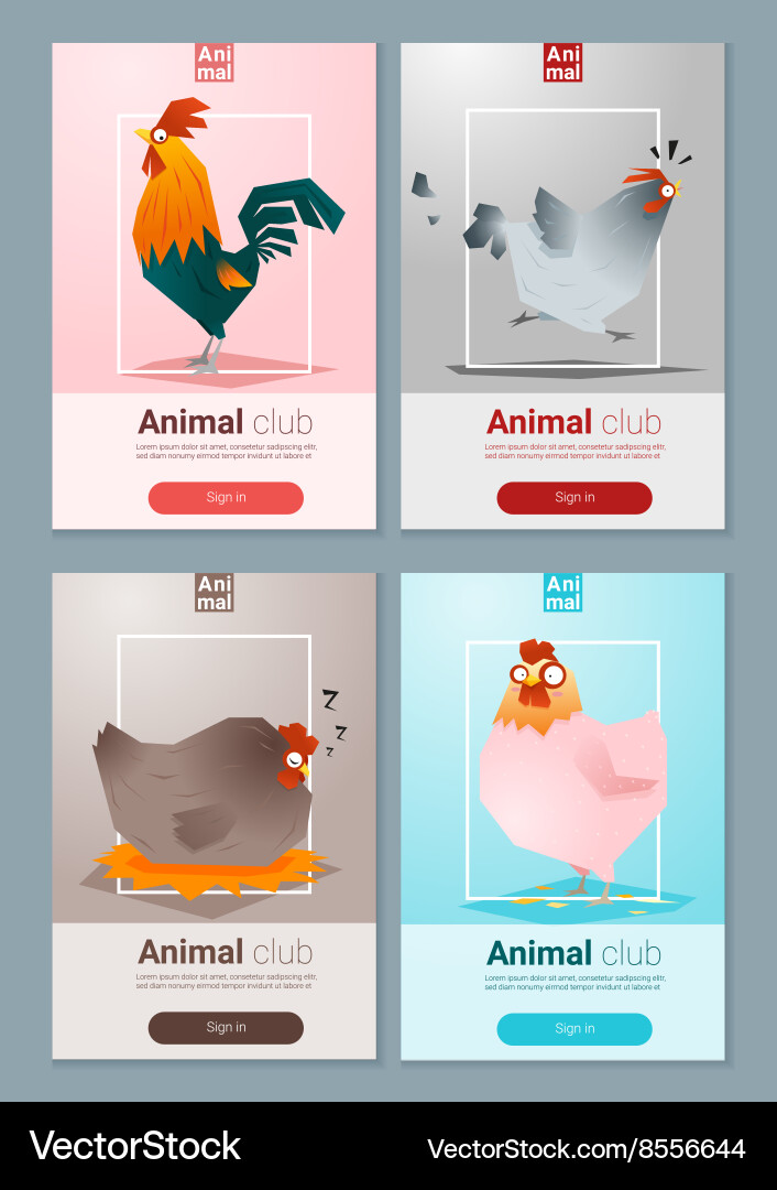 Set of templates with chicken for web design 1 Vector Image