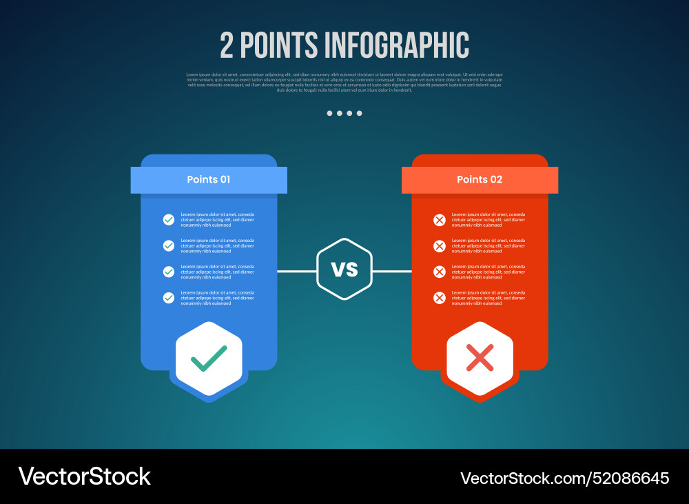 2 or two point template comparison versus things Vector Image