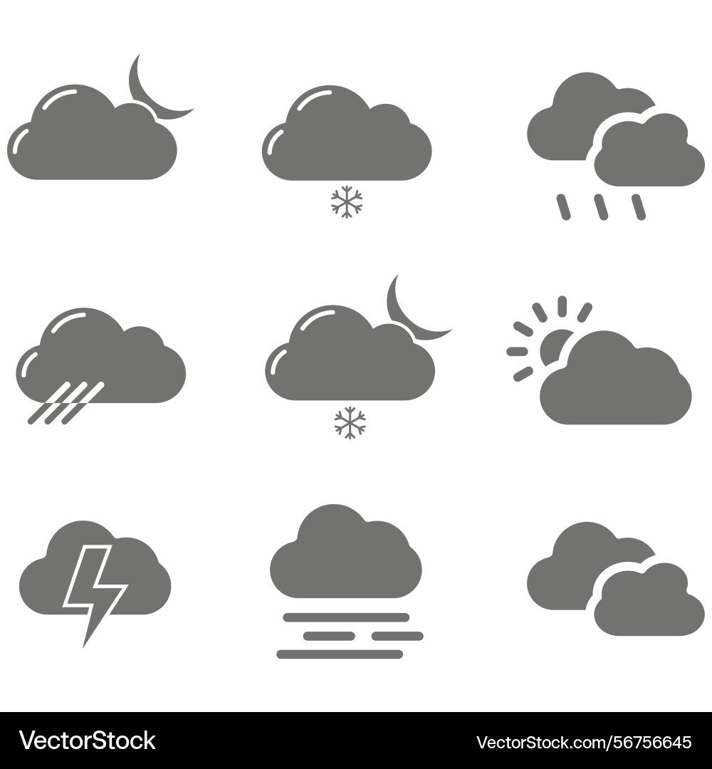 Clouds icons set of in different form Clouds icons set of in different form Vector Image