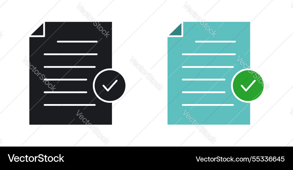 Document accept icons set black and colored style Document accept icons set black and colored style vector image