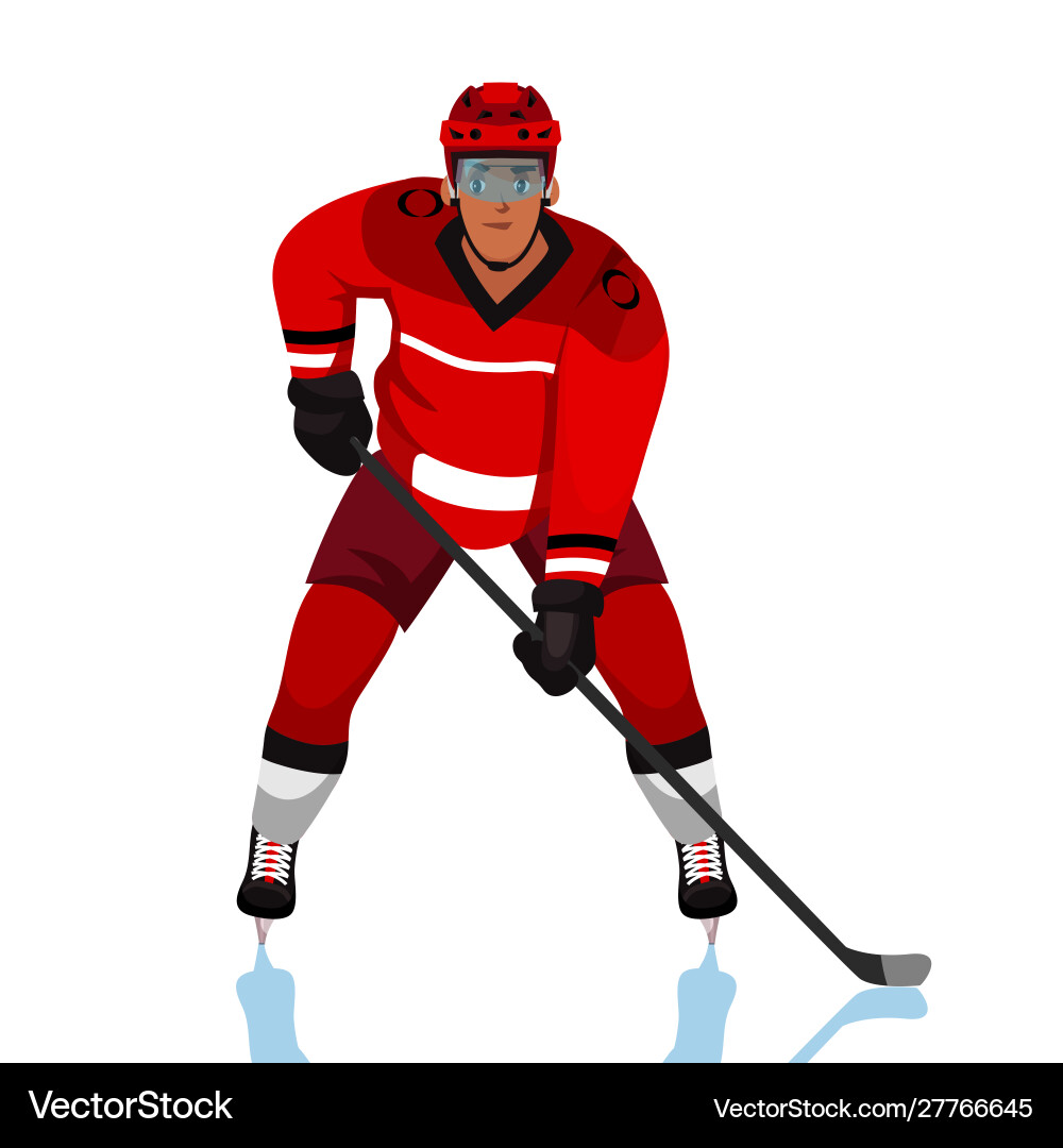 Ice hockey player flat Ice hockey player flat vector image