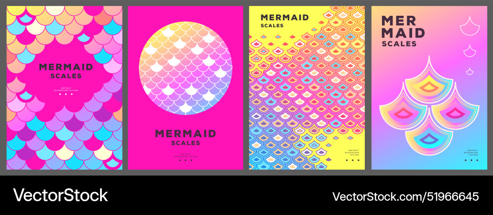 Set of summer disco posters with mermaid scales Set of summer disco posters with mermaid scales vector image