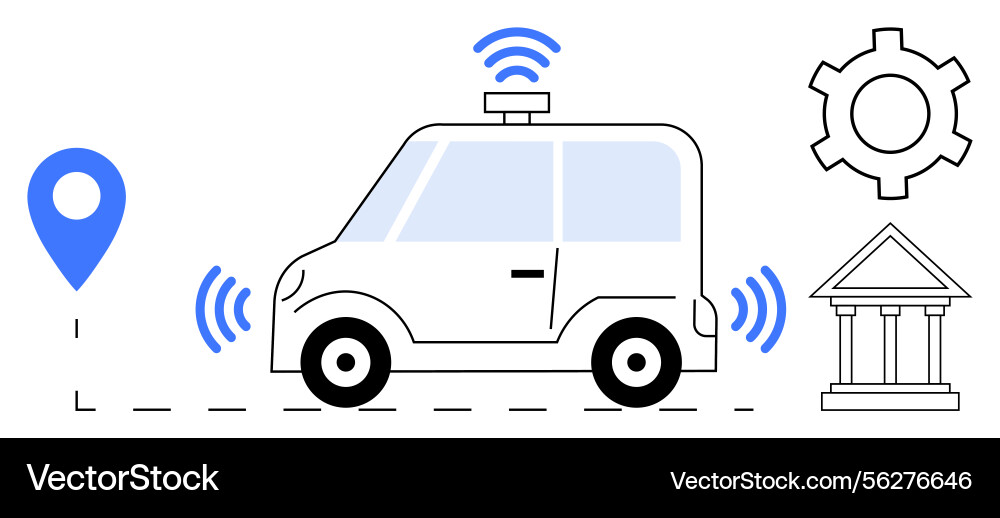 Autonomous vehicle navigating with gps Autonomous vehicle navigating with gps Vector Image