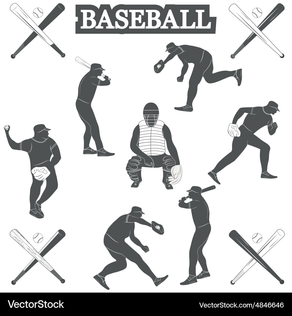 Baseball Silhouettes Vector Image