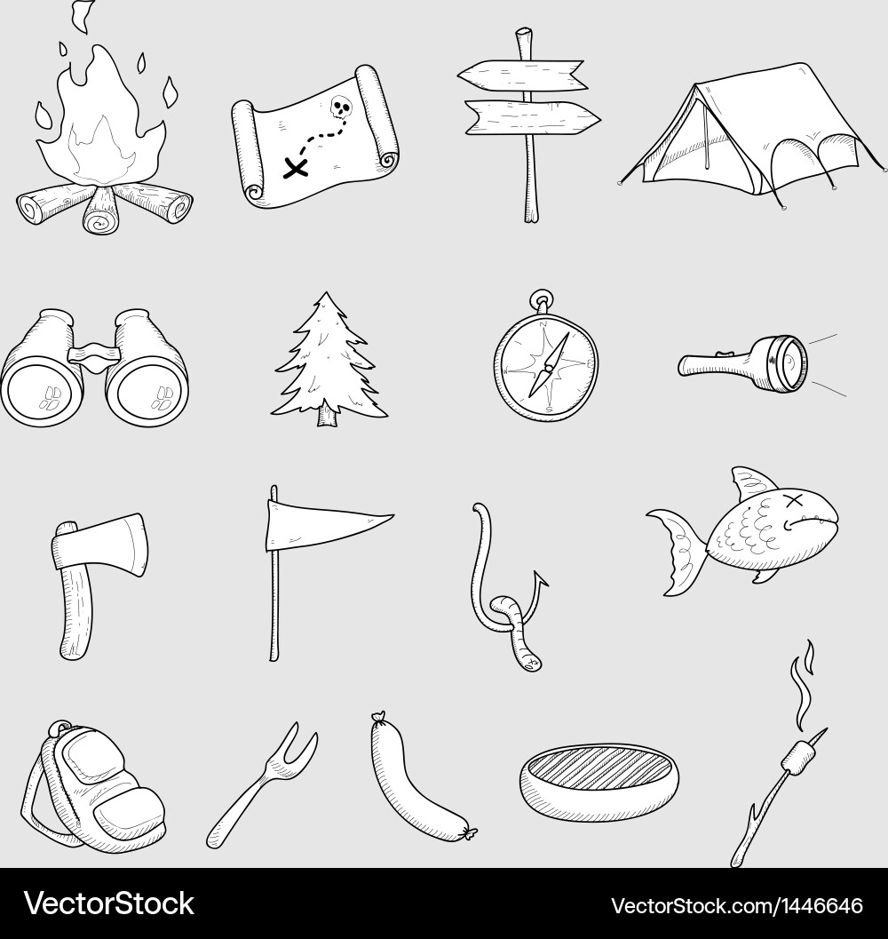 Camping Doodle Set Vector Image