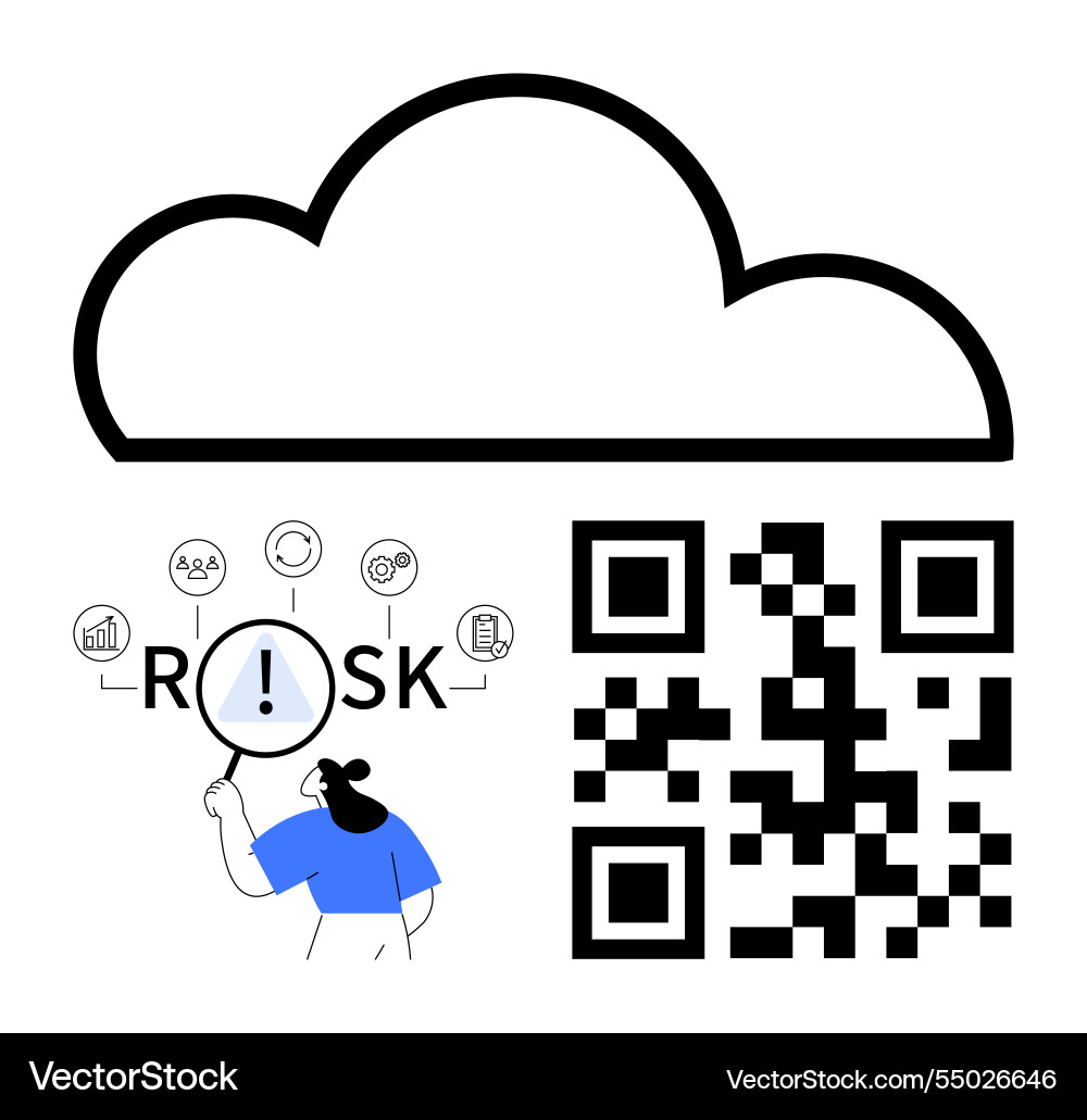 Cloud computing risk analysis with qr code Cloud computing risk analysis with qr code vector image