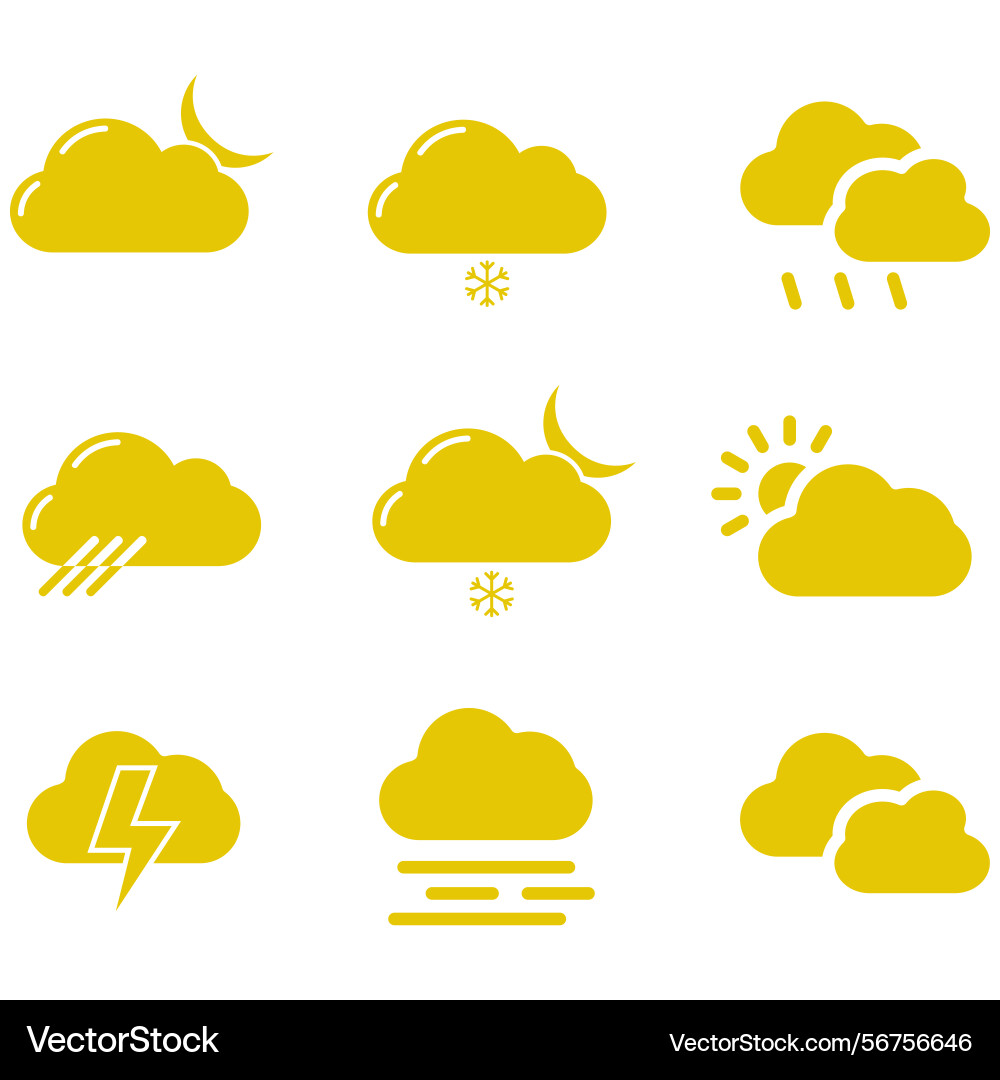 Clouds icons set of in different form Clouds icons set of in different form Vector Image