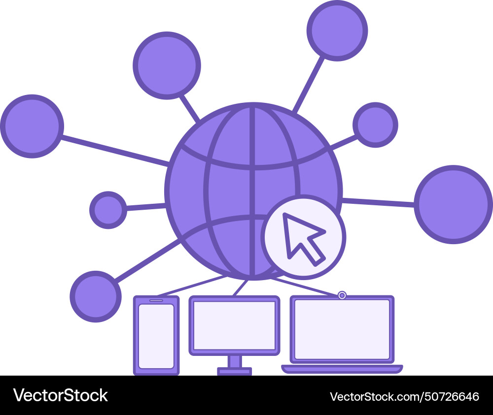 Colored web icon of planet network vector image
