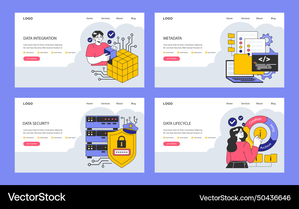 Information management web or landing set data Information management web or landing set data vector image