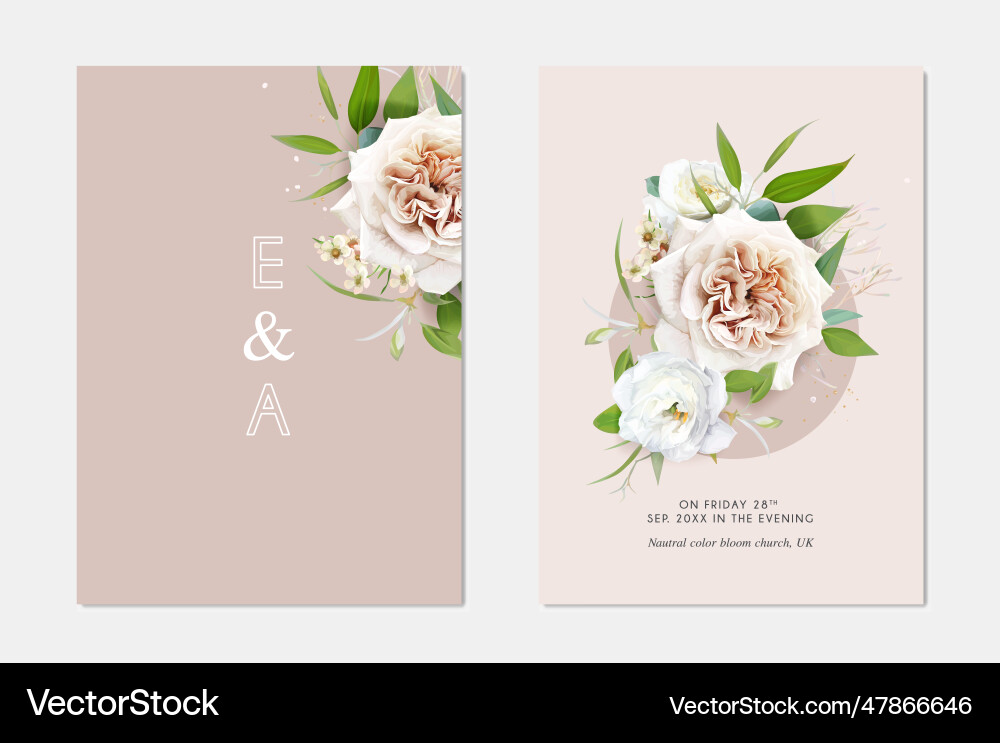 Moderne florale Hochzeit laden karte neutral beige Moderne florale Hochzeit laden karte neutral beige vektorbild
