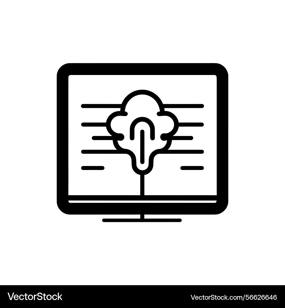 Monitor icon with tree shape inside screen vector image