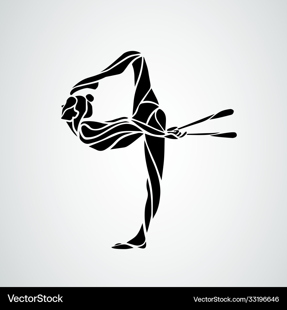 Rhythmic Gymnastics Silhouette Vector Image