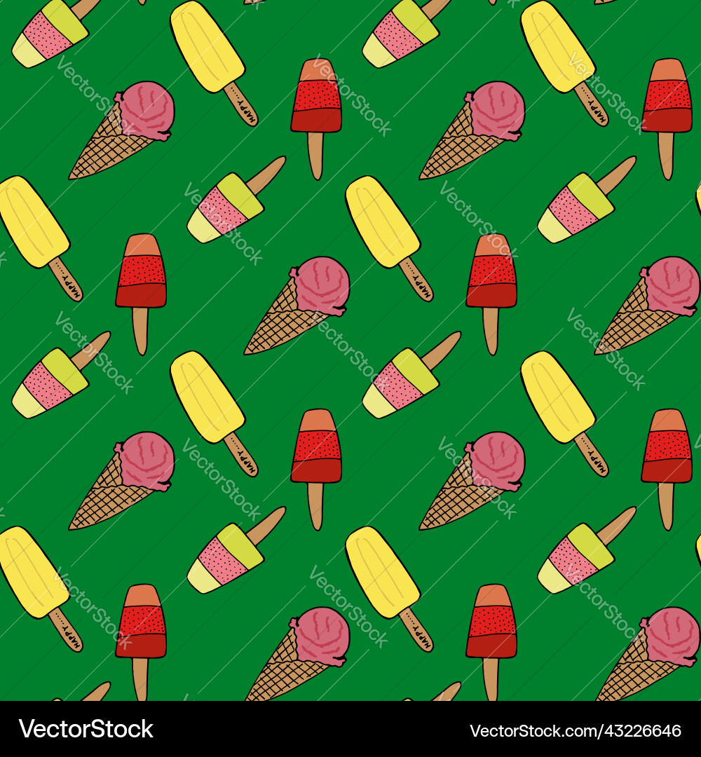 Seamless pattern with different ice cream Vector Image