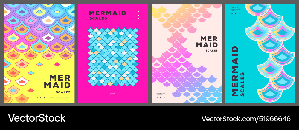 Set of summer disco posters with mermaid scales Set of summer disco posters with mermaid scales vector image