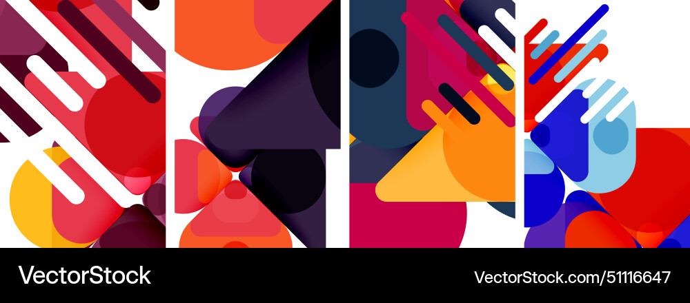 A set of four colorful geometric patterns Vector Image