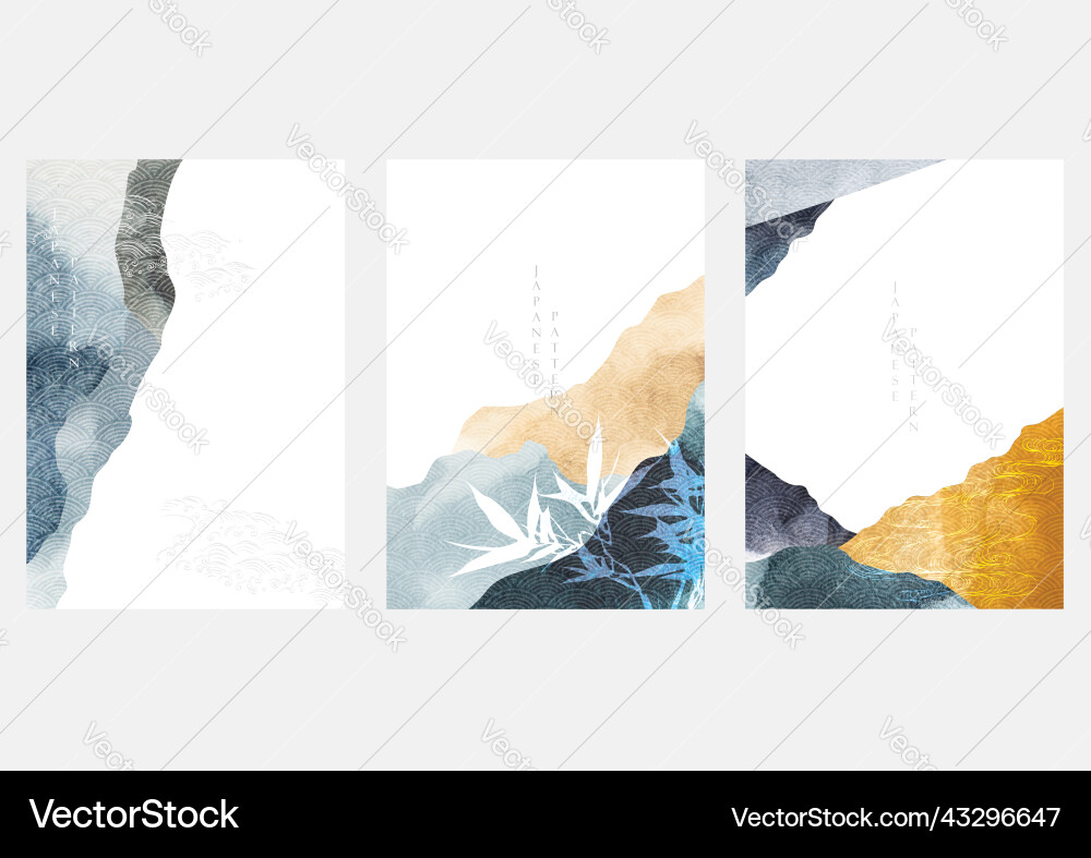 Blue and grey brush stroke texture with japanese vector image