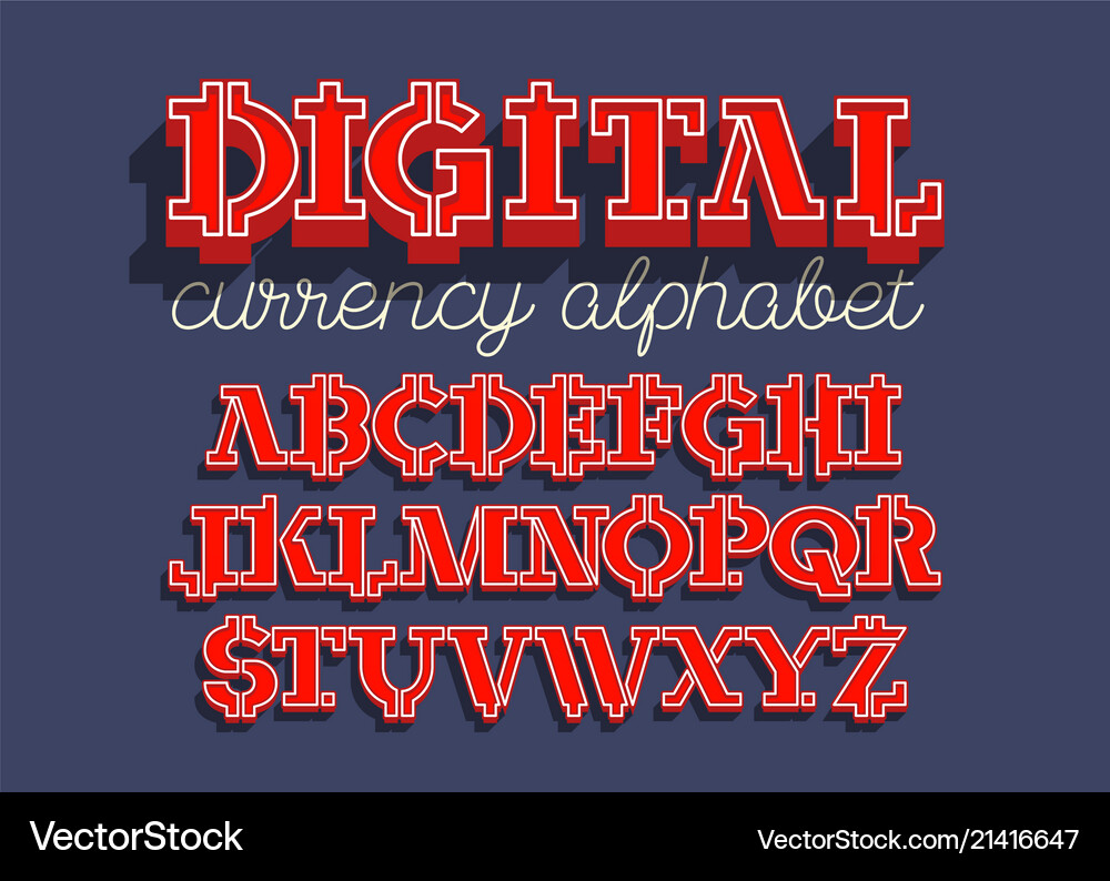 Crypto - electronic coin style font – Royalty-Free Vector | VectorStock