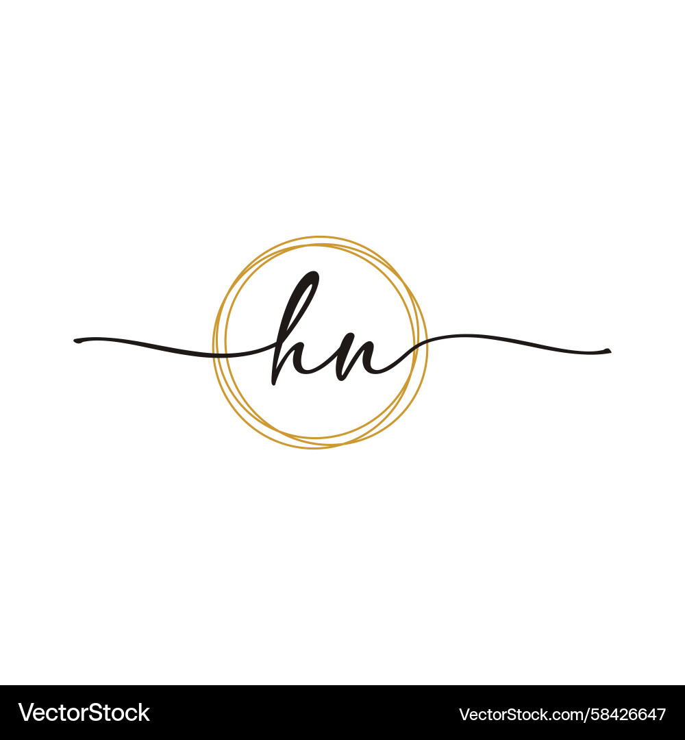 Elegant Initial Script Logo - H & N Vector Image