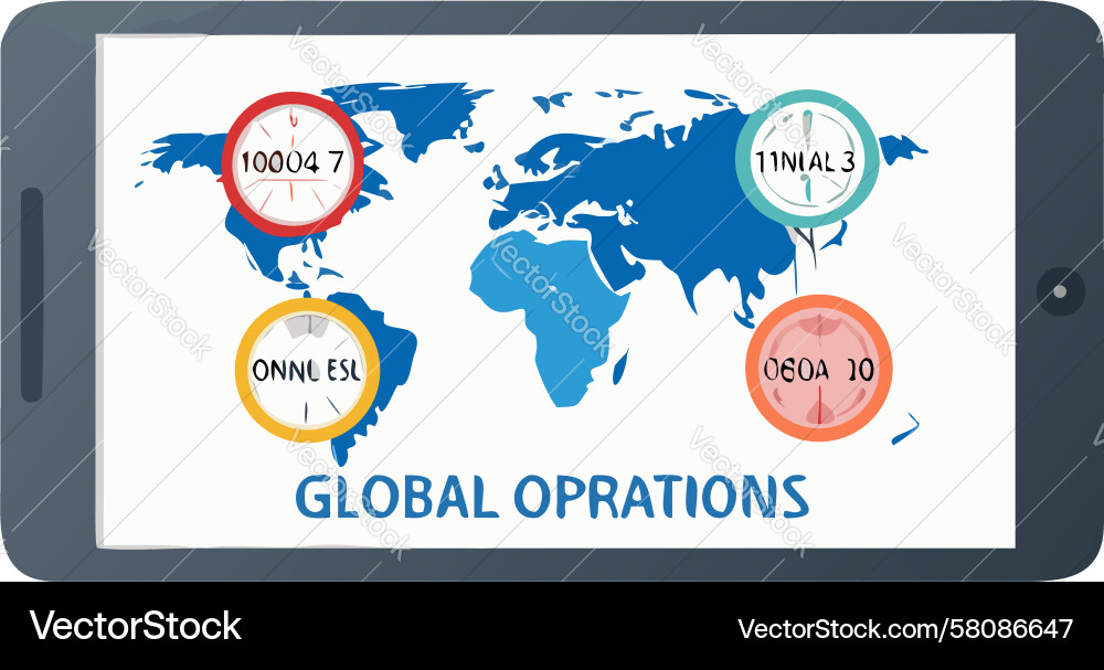 Global Operations Tablet Display Vector Image