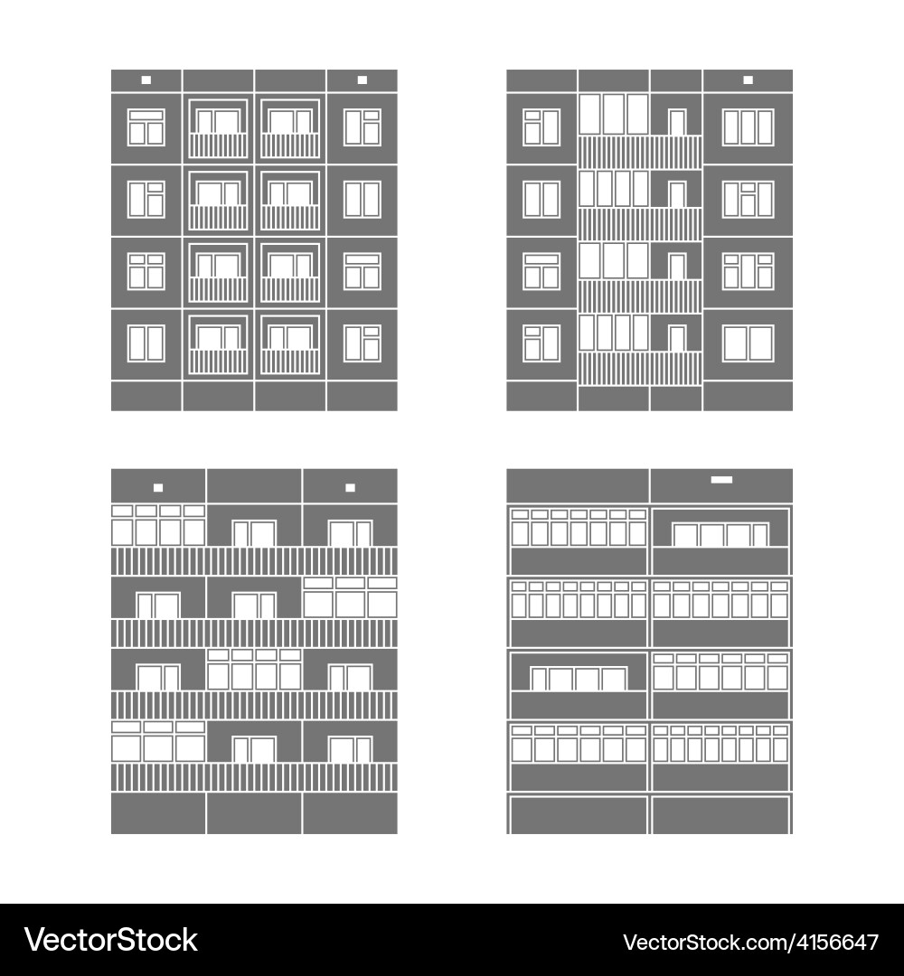 Panel houses set2 Royalty Free Vector Image - VectorStock